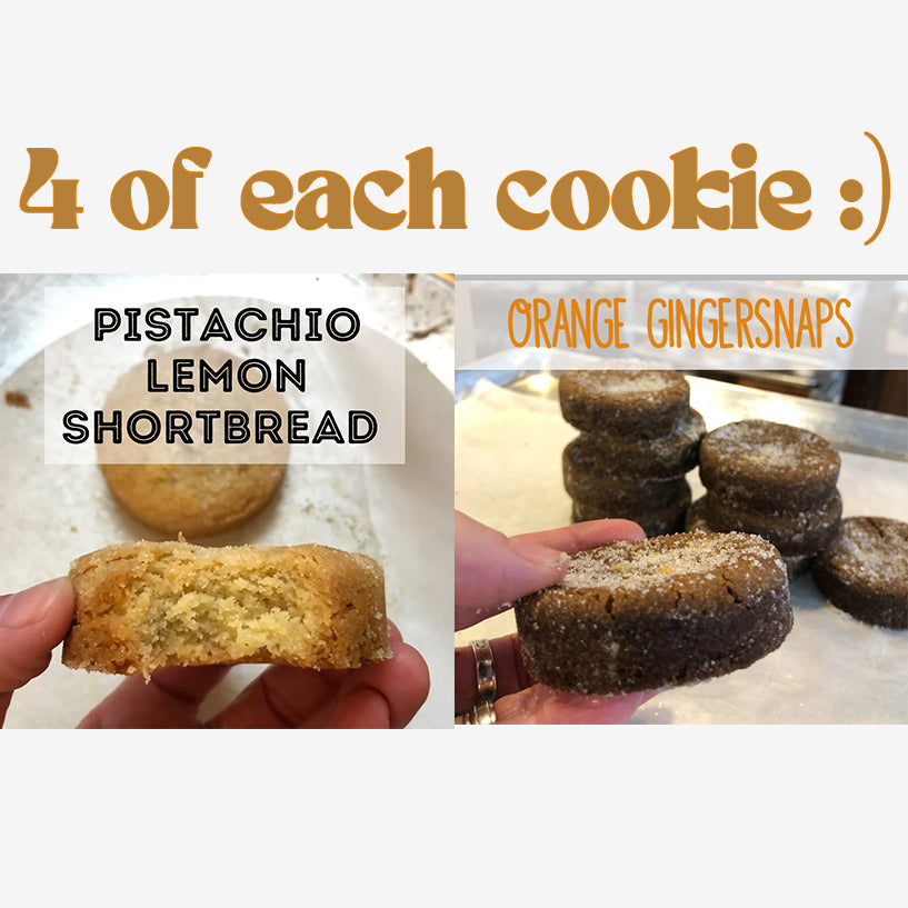 COMBO - 4 Lemon Pistachio Shortbreads + 4 Orange Ginger Snaps