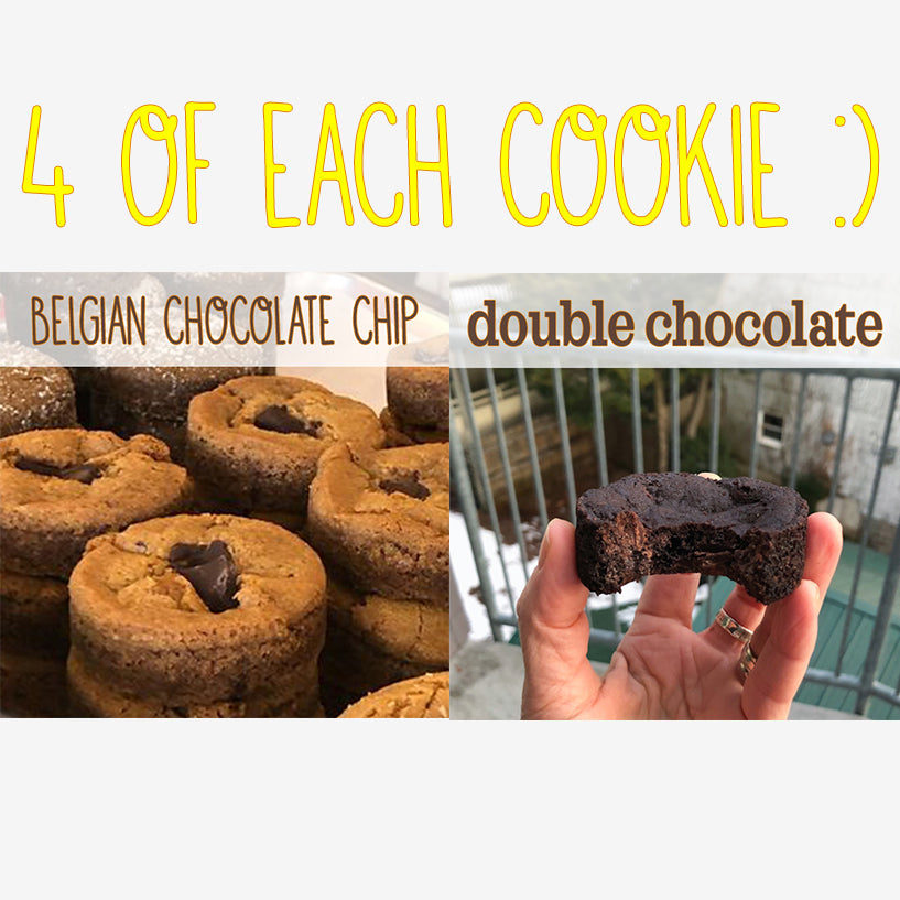 4 Boyfriend Chocolate Chip Cookies + 4 Double Chocolate Cookies